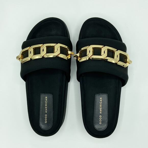 Good American Chain Platform Slides Size 9.5 Black Neoprene‎ Flatform Sandals - Picture 5 of 13